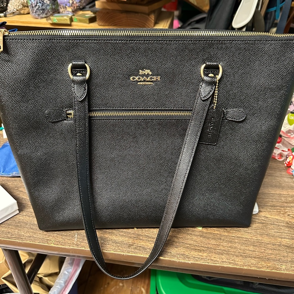 Coach Black Textured Leather Tote